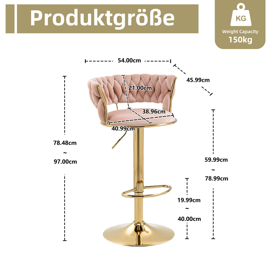 Tabouret de bar rotatif à 360° en velours (ensemble de 2 pièces)